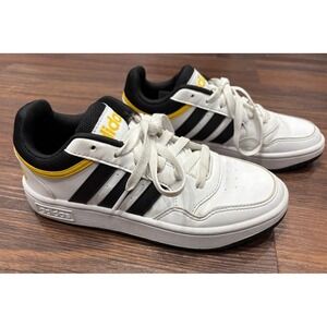 Adidas Hoops 3.0 Youth Boys Basketball Sneaker Sz 4.5 White Black Yellow Lace Up